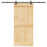 Sliding Door NARVIK Natural and Black 95 x 210 cm (213.5 cm) - Top-Down View
