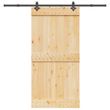 Sliding Door NARVIK Natural and Black 100 x 210 cm (213.5 cm) - Top-Down View