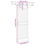 Sliding Door NARVIK Natural and Black 70 x 210 cm (152.5 cm) - 45-Degree Angle