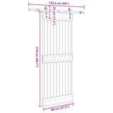 Sliding Door NARVIK Natural and Black 80 x 210 cm (152.5 cm)