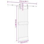 Sliding Door NARVIK Natural and Black 70 x 210 cm (213.5 cm)