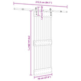 Sliding Door NARVIK Natural and Black 70 x 210 cm (213.5 cm) - 45-Degree Angle