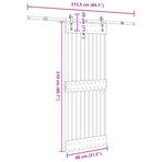 Sliding Door NARVIK Natural and Black 80 x 210 cm (213.5 cm)