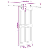 Sliding Door NARVIK Natural and Black 80 x 210 cm (213.5 cm) - 45-Degree Angle