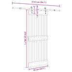 Sliding Door NARVIK Natural and Black 85 x 210 cm (213.5 cm)