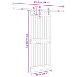 Sliding Door NARVIK Natural and Black 85 x 210 cm (213.5 cm) - 45-Degree Angle