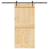 Sliding Door NARVIK Natural and Black 95 x 210 cm (213.5 cm) - Top-Down View