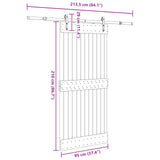 Sliding Door NARVIK Natural and Black 95 x 210 cm (213.5 cm)