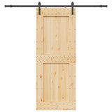 Sliding Door NARVIK Natural and Black 90 x 210 cm (213.5 cm) - Top-Down View