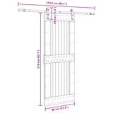 Sliding Door NARVIK Natural and Black 90 x 210 cm (213.5 cm) - 45-Degree Angle