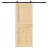 Sliding Door NARVIK Natural and Black 90 x 210 cm (213.5 cm) - Top-Down View