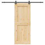 Sliding Door NARVIK Natural and Black 90 x 210 cm (213.5 cm) - Top-Down View