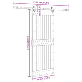 Sliding Door NARVIK Natural and Black 90 x 210 cm (213.5 cm) - 45-Degree Angle