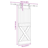 Sliding Door NARVIK Natural and Black 70 x 210 cm (152.5 cm)