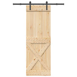 Sliding Door NARVIK Natural and Black 80 x 210 cm (152.5 cm) - Top-Down View