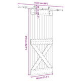 Sliding Door NARVIK Natural and Black 80 x 210 cm (152.5 cm)