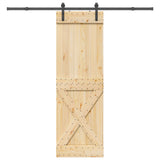 Sliding Door NARVIK Natural and Black 70 x 210 cm (213.5 cm) - Top-Down View