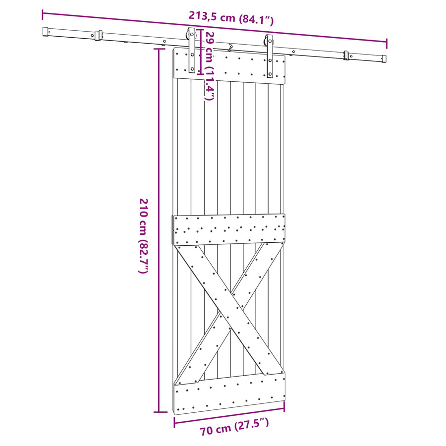 Sliding Door NARVIK 70 x 210 cm (213.5 cm) Natural and Black