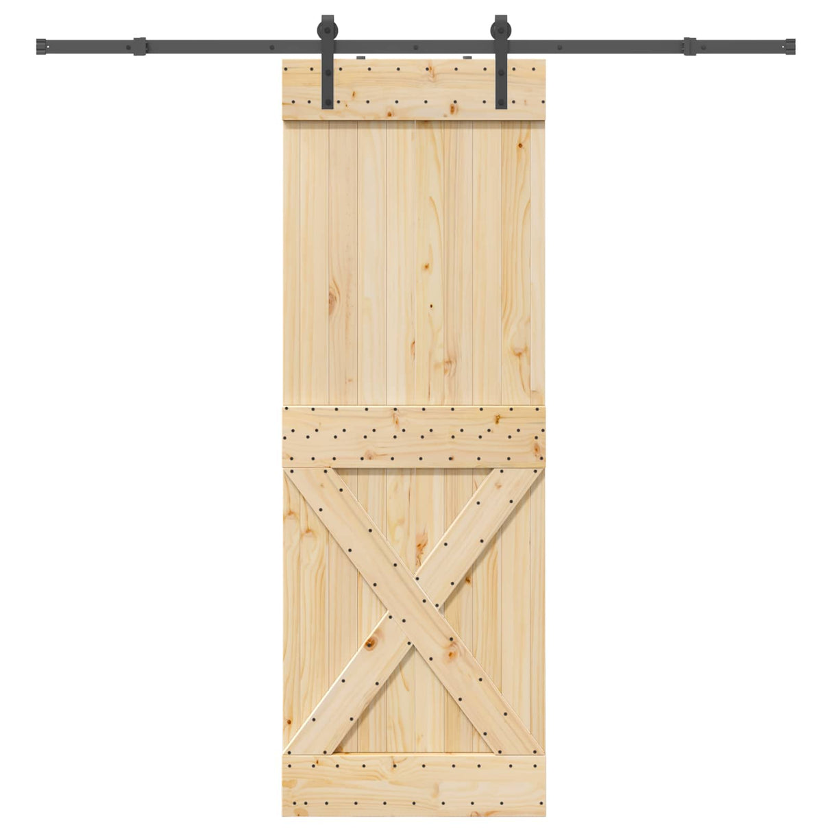 Sliding Door NARVIK Natural and Black 80 x 210 cm (213.5 cm)