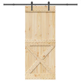 Sliding Door NARVIK Natural and Black 95 x 210 cm (213.5 cm) - Top-Down View