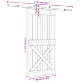 Sliding Door NARVIK Natural and Black 95 x 210 cm (213.5 cm)