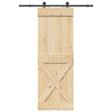 Sliding Door NARVIK Natural and Black 80 x 210 cm (152.5 cm) - Top-Down View