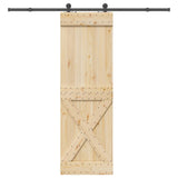 Sliding Door NARVIK Natural and Black 70 x 210 cm (213.5 cm) - Top-Down View