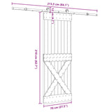 Sliding Door NARVIK Natural and Black 70 x 210 cm (213.5 cm) - 45-Degree Angle