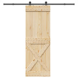 Sliding Door NARVIK Natural and Black 80 x 210 cm (213.5 cm)