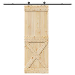 Sliding Door NARVIK Natural and Black 80 x 210 cm (213.5 cm)