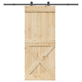 Sliding Door NARVIK Natural and Black 95 x 210 cm (213.5 cm) - Top-Down View