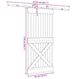 Sliding Door NARVIK Natural and Black 95 x 210 cm (213.5 cm)