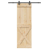 Sliding Door NARVIK Natural and Black 70 x 210 cm (152.5 cm) - Top-Down View