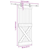 Sliding Door NARVIK Natural and Black 80 x 210 cm (152.5 cm) - 45-Degree Angle