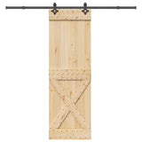 Sliding Door NARVIK Natural and Black 70 x 210 cm (213.5 cm) - Top-Down View