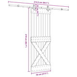 Sliding Door NARVIK Natural and Black 70 x 210 cm (213.5 cm) - Low Angle
