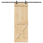 Sliding Door NARVIK Natural and Black 80 x 210 cm (213.5 cm)