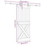 Sliding Door NARVIK Natural and Black 80 x 210 cm (213.5 cm)