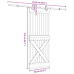 Sliding Door NARVIK Natural and Black 80 x 210 cm (213.5 cm)