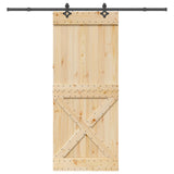Sliding Door NARVIK Natural and Black 95 x 210 cm (213.5 cm) - Top-Down View