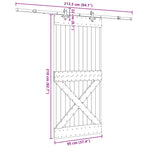 Sliding Door NARVIK Natural and Black 95 x 210 cm (213.5 cm)