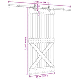 Sliding Door NARVIK Natural and Black 95 x 210 cm (213.5 cm) - 45-Degree Angle
