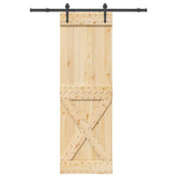 Sliding Door NARVIK Natural and Black 70 x 210 cm (152.5 cm) - Top-Down View