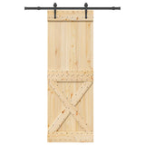 Sliding Door NARVIK Natural and Black 80 x 210 cm (152.5 cm) - Top-Down View