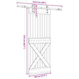 Sliding Door NARVIK Natural and Black 80 x 210 cm (152.5 cm)