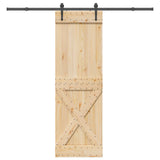 Sliding Door NARVIK Natural and Black 70 x 210 cm (213.5 cm) - Top-Down View