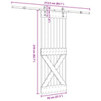 Sliding Door NARVIK Natural and Black 70 x 210 cm (213.5 cm)