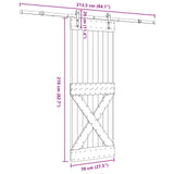Sliding Door NARVIK Natural and Black 70 x 210 cm (213.5 cm) - 45-Degree Angle