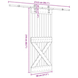 Sliding Door NARVIK Natural and Black 80 x 210 cm (213.5 cm)