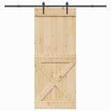 Sliding Door NARVIK Natural and Black 95 x 210 cm (213.5 cm) - Top-Down View